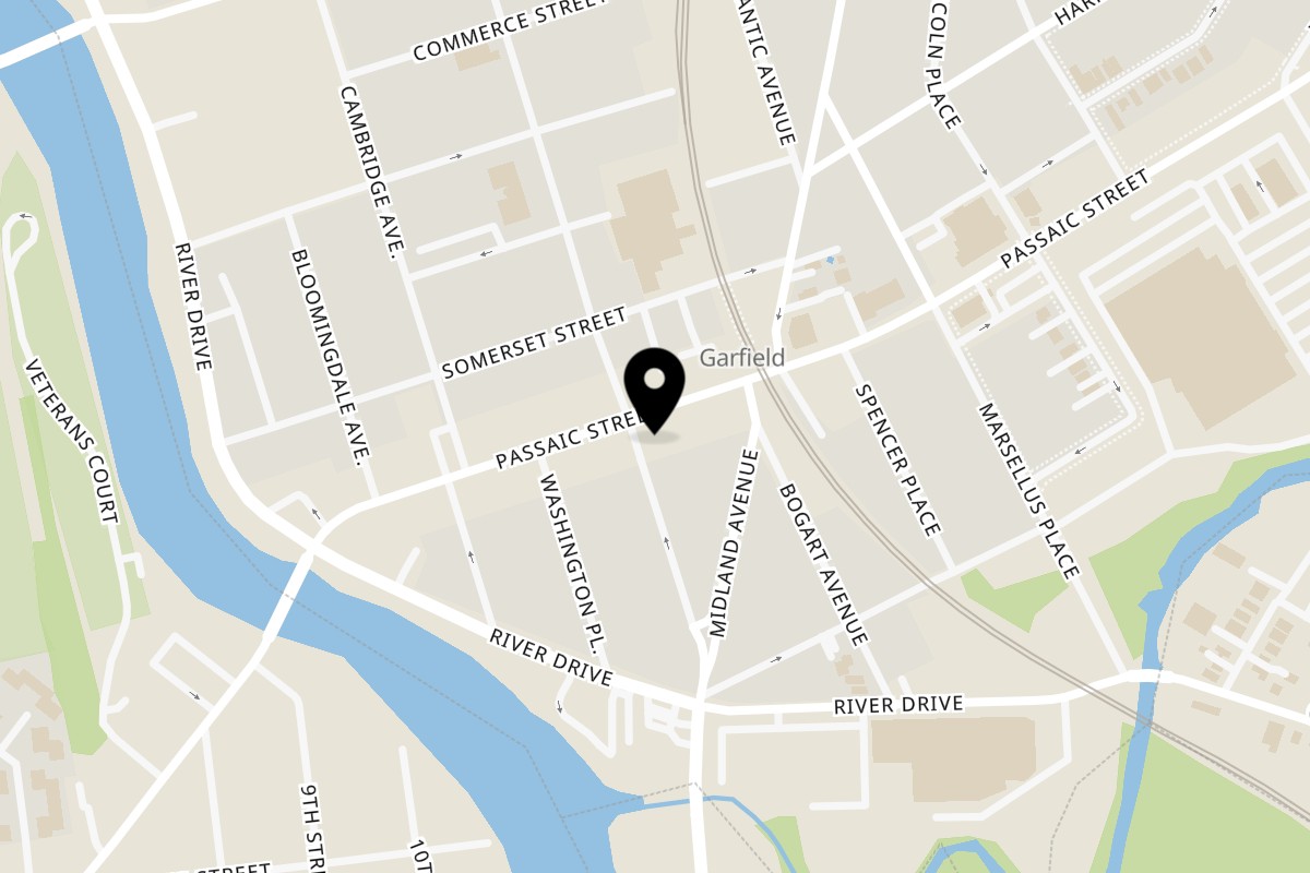 Map showing the location of Gyro Flames on 68 Passaic St in Garfield